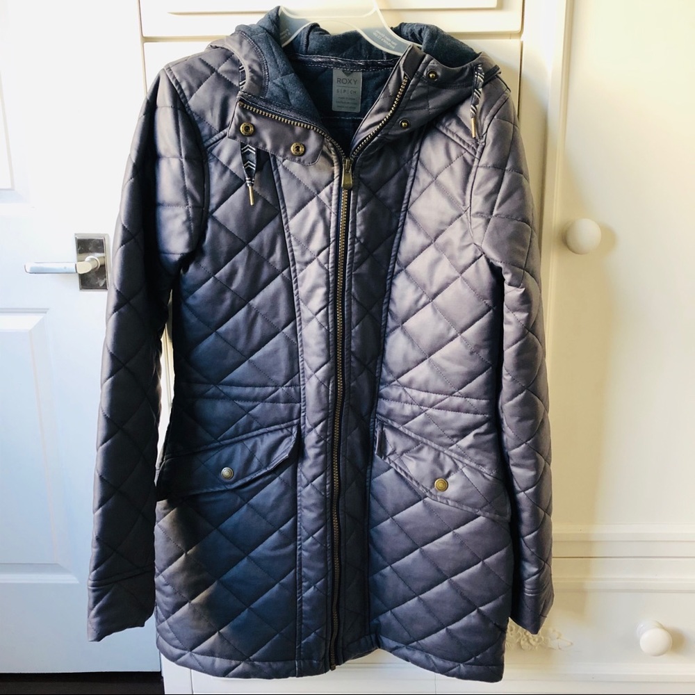 ROXY brand winter snow long jacket. mid small /p size quilted
